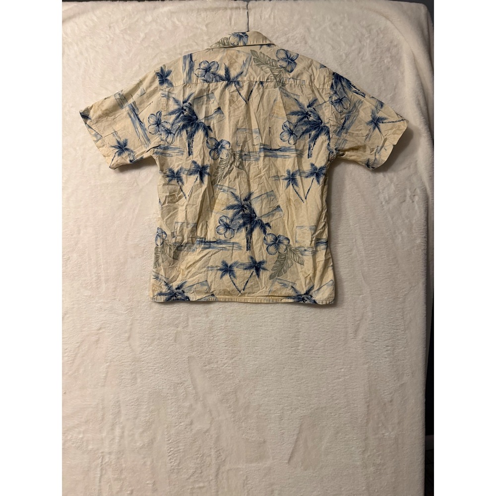 Pierre Cardin Mens Medium Short Sleeve Cotton Tropical Palm Tree Floral Shirt - Picture 3 of 3